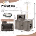 thumbnail image 3 of Costway 2-in-1 Wooden Litter Box Enclosure with Cat Tree Hidden Washroom Furniture Gray, 3 of 10