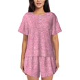 thumbnail image 1 of Vsdgher Pyjama pour Femmes à Paillettes Motif Rose, Ensemble de Sommeil 2 Pcs à Manches Courtes, Ensemble de Pyjama d'Été Doux, Ensembles de Détente Décontractés, 2 Pcs Pj-4X-Grand, 1 of 6