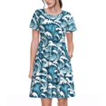 thumbnail image 1 of Vsdgher Vagues Océaniques pour Femmes Été 2025 Robes Midi Maxi Décontractées Légères à Manches Courtes à Col Rond Robe de Plage, 1 of 6