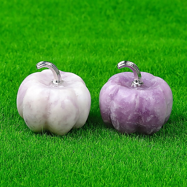 XZNGL Hand Made Miniature Pumpkin Natural Crystal Stone Halloween Pumpkin Thanksgiving Tabletop Decoration Ornament