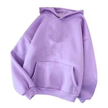 Rbaofujie Fall Sweaters Women's Fashion Classic Solid Long Sleeve Hooded Pocket Sweater Purple Women's Fashion Hoodies & Sweatshirts