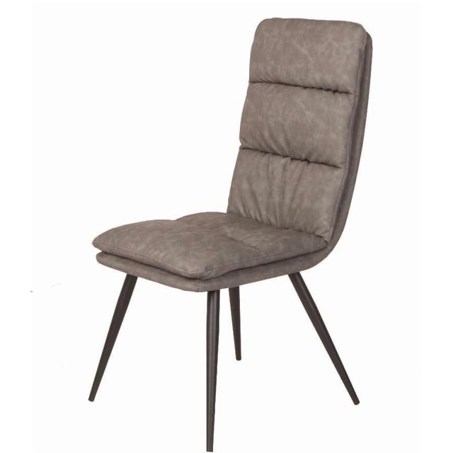 Canadian Furniture Ensemble de 2 Chaises de Salle à Manger Glasgow avec Sièges en PU Rembourrés taupe, Dotées d'Un Coussinage horizontal Cousu et de Pattes Effilées Chromées Noires, Conçues pour les Sièges de Cuisine et de Salle à Manger et Convenant comme Chaises Occasionnelles.