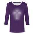 thumbnail image 4 of EGNMCR Easter Chemises Imprimées pour Femmes T-Shirts Graphiques Chemises pour Femmes Mode Femme Décontractée Noël Imprimé Col Rond Blouse Imprimée Manches 3/4 T-Shirt Blouses T-Shirts pour Femmes, 4 of 4