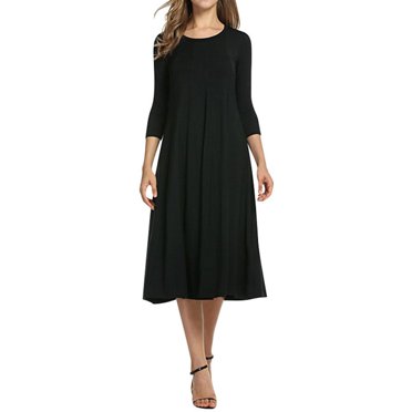 Rosie Robe Mi-Longue à Manches 3/4 Col Rond
