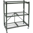 thumbnail image 1 of Origami R3 General Purpose Foldable 3-Tiered Shelf Storage Rack & Wheels, Pewter, 1 of 7