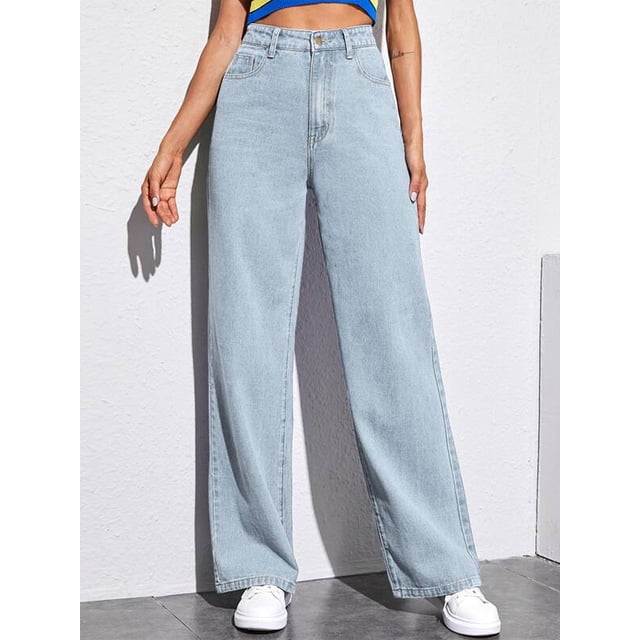U.Vomade Women's High Rise Jeans Ladies Wide Leg Jeans