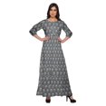thumbnail image 1 of Moomaya Printed Round Neck 3/4 Sleeve Long Maxi Dress With Drawstring Waist, 1 of 3