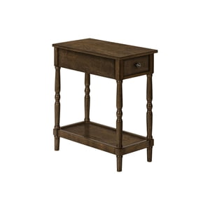 Monarch Specialties Accent Table, 2 Tier, End, Side Table, Nightstand, Bedroom, Narrow, Lamp, Storage Drawer, Brown Veneer, Traditional