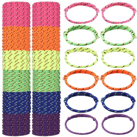 Janinka 432 Pcs Neon Friendship Bracelets Bulk for Kids Adjustable Paracord Bracelets in 6 Assorted Colors Neon Rope Friendship for Girls and Boys Goody Bag Stuffers Par