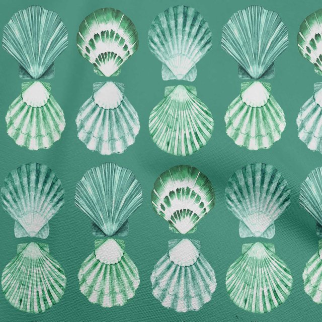 oneOone Cotton Jersey Sea Green Fabric Sea Shells Ocean Sewing Craft Projects Fabric Prints By Yard 58 Inch Wide