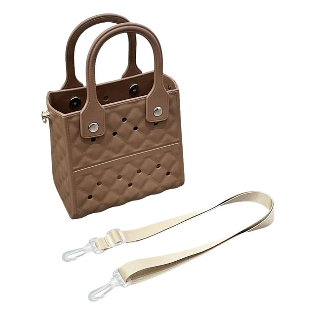 Esquirla Sac à Trous de Plage pour Femmes, Pochette de Rangement Respirante pour Piscines, Voyage, Gym, Brun