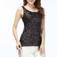 thumbnail image 1 of Choix Populaires, Débardeur Patchwork à Sequins pour Femmes, Col Rond, Coupe Ajustée, à la Mode, Décontracté, Usage Quotidien, Haut Élégant Confortable/polyester, Noir, Sopatenor, 1 of 9