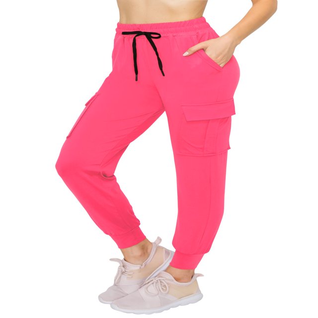 CHOK Pantalon Cargo Jogger Décontracté Super Doux pour Femmes Noir G