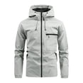 thumbnail image 1 of Lovzfmll Men's Hooded Rain Jacket Waterproof Workwear Utility Gray, L, 1 of 3