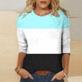 thumbnail image 2 of CEHVOM T-shirt Mode Imprimé pour Femmes Manches 3/4 Blouse Col Rond Hauts Décontractés Liquidation, 2 of 5