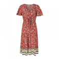 thumbnail image 2 of MesaSe Femmes Boho Floral Imprimé V Cou Wrap Robes Manches Courtes Plage Casual Maxi Robe Longue, 2 of 6