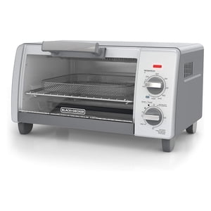 BLACK+DECKER Crisp N Bake Countertop Air Fryer 4 Slice Toaster Oven, Gray