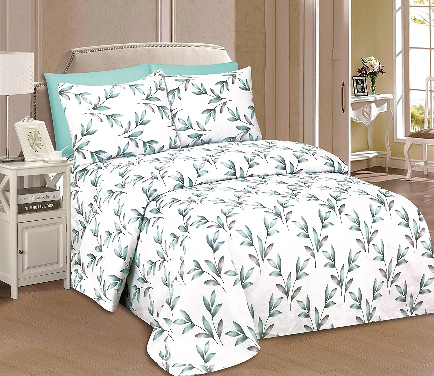 Ensemble de Draps 4 Mc Ultra Doux Imprimés Beverly Hills 1800 Series (Simple, Laurier)