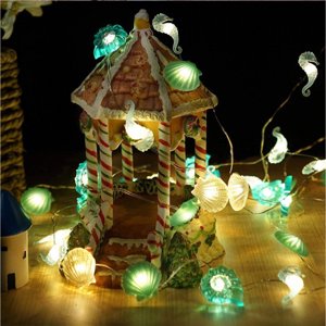 Suncoda Decorative Lighting, Beach Nautical Themed Seashell Seahorses Decorative Lighting 20Pcs LED Battery Powered Suitable for Valentines Day Wedding Holiday Party Decoration
