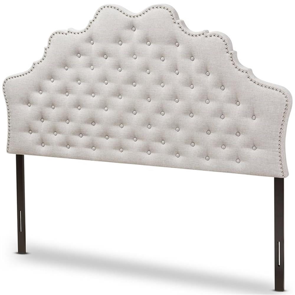 Bowery Hill Modern Fabric Tufted King Panel Headboard in Grayish Beige