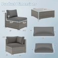 thumbnail image 3 of Costway 5 PCS Outdoor Patio Sectional Sofa Couch PE Rattan Conversation Set Gray, 3 of 10