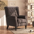thumbnail image 2 of HOMCOM Button-Tufted Accent Chair with Wing Back Rounded Arms Brown, 2 of 10