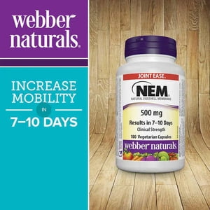 Webber Naturals NEM Membrane naturelle de coquille d'oeuf 500 mg, 100 Gélules végétariennes
