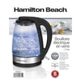 thumbnail image 4 of Hamilton Beach Bouilloire électrique en verre 1,7 L avec arrêt automatique et protection contre l’ébullition à sec, 1500 watts, modèle 40855C, 4 of 9