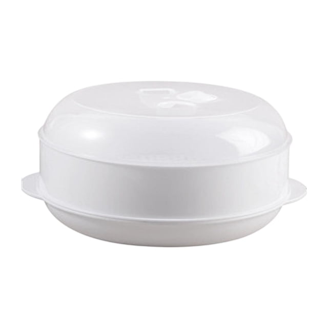 veasfak Microwave Steamer for Cooking, a compact single-layer electric food steamer bowl made of durable PP material, designed for steaming vegetables, meats, and seafood. Features a vented lid for even heat circulation and oil-free cooking. Suitable for microwave heating and small kitchens.