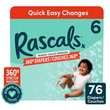 Rascals Premium 360 Diapers, Size 6, 76 Count
