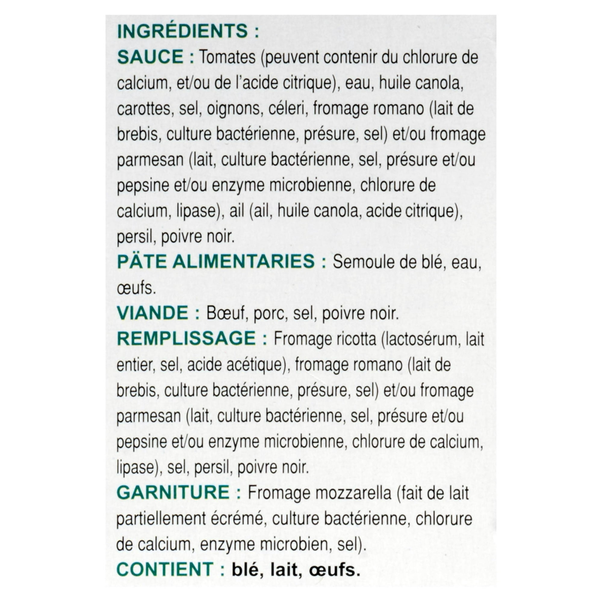 Roman Cheese Lasagne avec Ricotta et Sauce à la Viande 2.27 kg