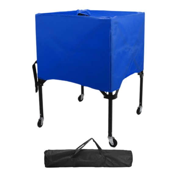 Siruishop Rolling Sports Ball Cart with Carrying Bag Sports Ball Cage Versatile Volleyball Cart with Wheels for Basketball Gym Football Blue