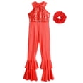 thumbnail image 3 of Lejafay Combinaison Sans Manches à Sequins pour Filles avec Couvre-Chef Jazz Disco Danse Body Performance Rouge 10, 3 of 5