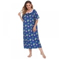 thumbnail image 3 of Chemise de Nuit Douillette à Manches Courtes pour Femmes, Encolure Carrée, Imprimée, Grande Taille, Robes de Maison pour Femmes TG-4TG, 3 of 5