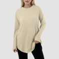 thumbnail image 2 of 2025 Femmes Décontracté Uni à Manches Longues Chemise de Cheer Couleur Ample Col Rond Chemises pour Femmes à Manches Longues Manches Raglan Chemises pour Femmes T-Shirt, 2 of 4