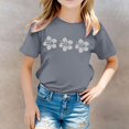 thumbnail image 2 of WEIYLL T-Shirts pour Filles Imprimé Floral Col Rond Manches Courtes Décontracté Doux pour Enfants 6-7 Ans, 2 of 5