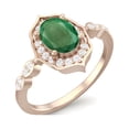 thumbnail image 2 of 7X5 MM Oval Natural Emerald 925 Sterling Silver Rose Vermeil Designer Engagement Women Ring, 2 of 3