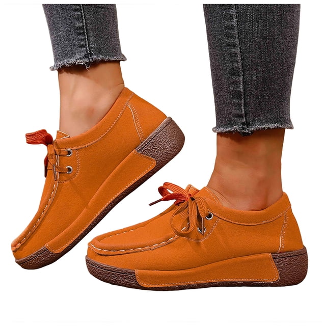 Mocassins à Plateforme Compensée Style Penny Espadrilles Mode pour Femmes 2025 Automne en Suède Largeur Grand Chaussures de Marche Décontractées