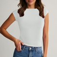 thumbnail image 1 of BLCHUNen Débardeurs pour Femmes Tendance Sans Manches à Enfiler Col Rond Coupe Ajustée Extensible Léger Entraînement Sport Actif Décontracté Hauts, 1 of 7