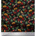 thumbnail image 2 of Soimoi Black Poly Georgette Fabric Leaves,Insect & Floral Artistic Print Fabric by Yard 52 Inch Wide, 2 of 3