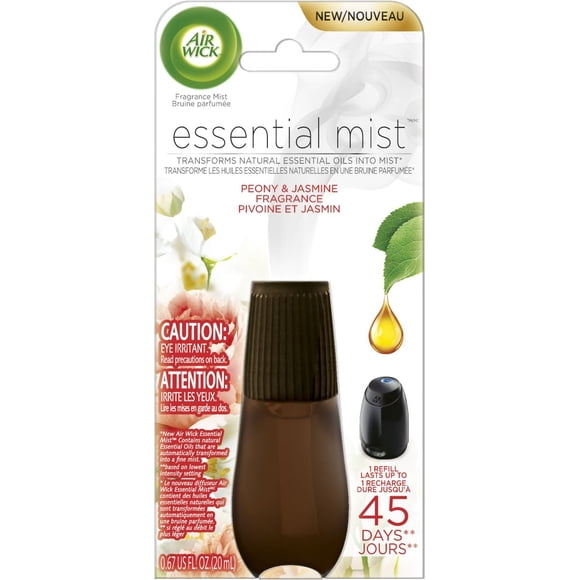Air Wick Essential Mist Recharge pour Diffuseur d'Huile Parfumée, Pivoine & Jasmin, 1 Unité, Désodorisant d'Air