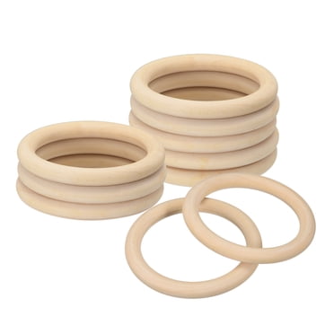 Uxcell 10 Pack 3.54" Natural Wood Rings, 10mm Thick Smooth Unfinished Wooden Circles