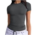 thumbnail image 1 of Yuyuzo Hauts de Sortie pour Femmes T-Shirts à Manches Courtes Col Ras du Cou Extensibles Ajustés T-Shirts Basiques Haut, 1 of 7