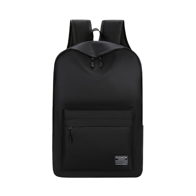 Backpack Large Capacity Adjustable Strap Solid Color Simplicity Outdoor Nylon Travel Bag in black, designed for adults with a lightweight and durable nylon material. Features include adjustable shoulder straps, a front pocket, and a spacious main compartment for organizing laptops, documents, and personal items. Ideal for daily commuting and outdoor travel.
