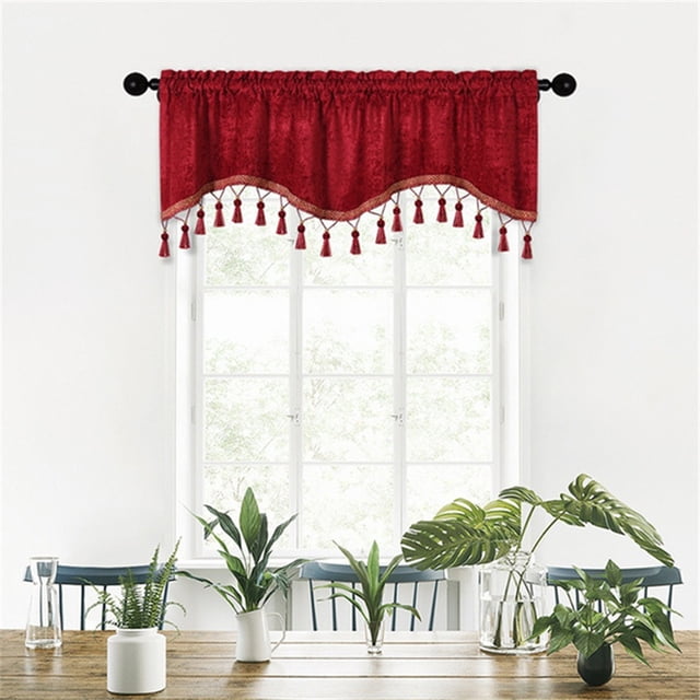 Rvkxad Rideaux Élégants à Franges, Panneaux à Passe-Tringle à Motifs pour l'Intérieur de la Maison, Courts Draperies, Déco de Fenêtre