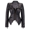 thumbnail image 1 of Qertyioot Womens Leather Jacket Long Sleeved Short Lapel, 1 of 3