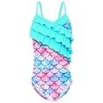 thumbnail image 1 of MIASHUI Maillots de Bain une Pièce pour Filles, Volants, Bleu Ciel, 7-8 Ans, 1 of 4