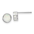 thumbnail image 1 of 14K White Gold 5mm Bezel Opal Stud Earrings, 1 of 2