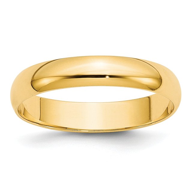 14k Or Jaune Solide Poli Léger 4mm Ltw Demi-Rond Taille de Bande 13 Bague Bijoux Cadeaux pour Femmes