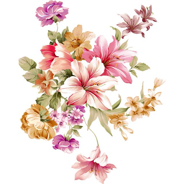 Romantic Flowers Wall Sticker for Bathroom Toilet Seats Fridge Cupboard Decal